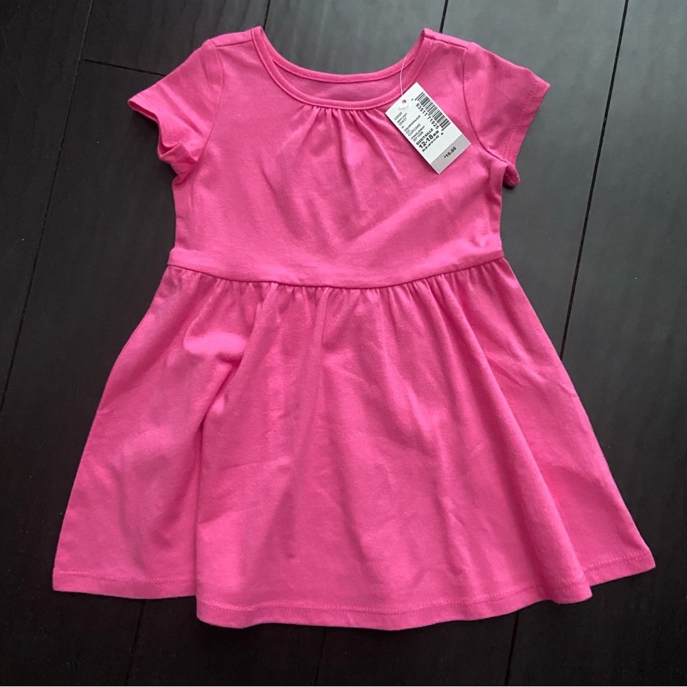 NWT The Children’s Place bright pink cotton dress 12-18M